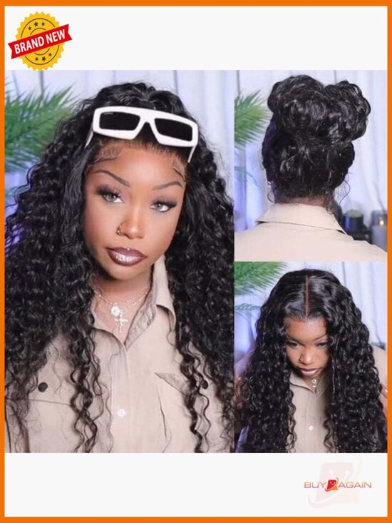 13x6 Deep Wave Lace Front Wig Human Hair 180 Density 28in Full Lace Frontal Wig main image 3